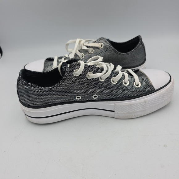 Converse Chuck Taylor All Star Shiny Metal Silver Lift Low Top | 564878C Size 8 - Picture 4 of 8